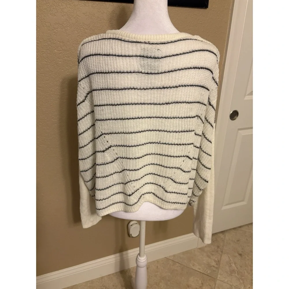 Rip Curl Long Sleeve Lightweight Dark Gray Striped Sweater, Oversized Crop, M - Picture 4 of 9